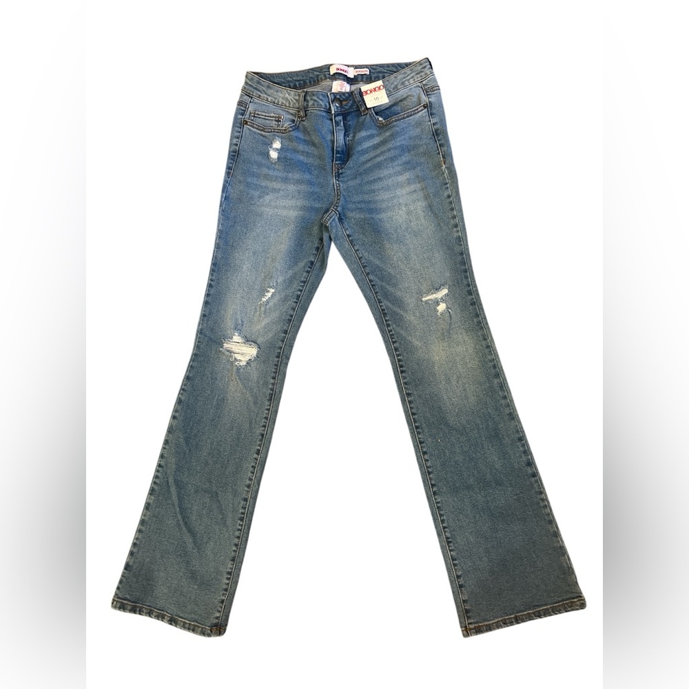 Vintage BONGO Women's Blue Distressed Bootcut Jeans Y2K NWT Rare Sz 10